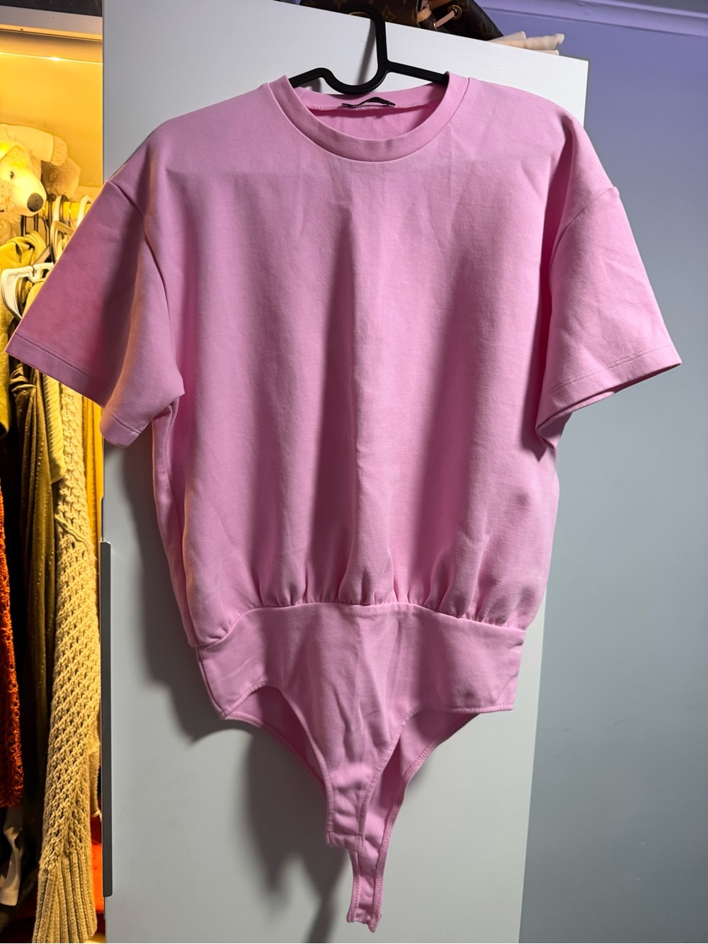 Zara Light Pink Short Sleeve Bodysuit with Gathered Waist